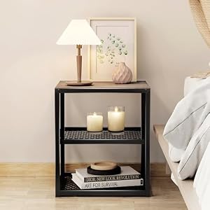 メッシュ収納棚 木製天板 ナイトテーブル 幅40X奥行37X高さ45cm コンパクト コーヒー テーブル ベッド リビング ソファサイドテーブル