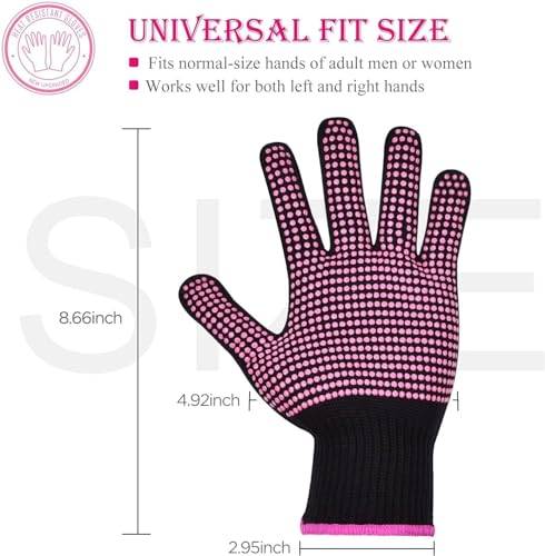 IYASA Heat Resistant Gloves for Hair Styling, Curling, Hot-Air Brush. Silicone Bumps Heat Protectant Gloves for Sublimation - Thumbnail 3