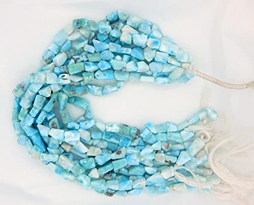 Perles Larimar facettées en forme de tumble 9x15 mm pour création de bijoux uniques sur fil 35cm