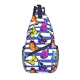 Docsckus Unisex Waterproof Sling Bag Casual Crossbody Shoulder Backpack Chest Daypack for Men Women Travel Sport Hiking Gym Butterfly