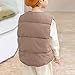 Girls Puffer Vest Kids Snap Down Padded Gilet Winter Quilted Jackets Solid Color Warm Fashion Outwear with Pockets Khaki 2 Years