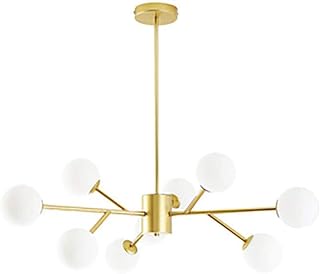 NZDY Modern Chandelier 15 Lights Sputnik Chandelier Lighting Mid Century Pendant Light Fixture Glass Globe Ceiling Light for Dining Room Living Room,Golden,9 Lights