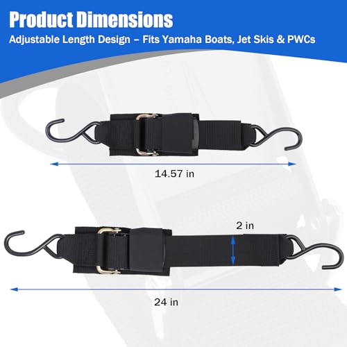 Boat Trailer Tie Down Straps for Yamaha Watercraft PWC, 2\' x 2\" Adjustable Boat Trailer Transom Straps with Hooks, for Trailer, Boating, Kayak or Jet Ski, Replaces SBT-TRNSM-TD-08-1 - 2 Pcs