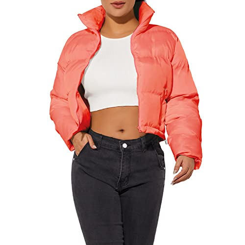 Hujoin Women's Crop Short Jacket Cropped Puffer Fashion Jackets for Women Warm Winter Lightweight Coat