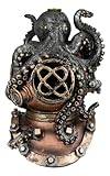 Ebros Gift Nautical Ocean Marine Octopus Kraken Smothering A Steampunk Divers Helmet Incense Cone Burner Holder Resin Statue Sea Cthulhu Giant Octopuses Themed Decorative Figurine
