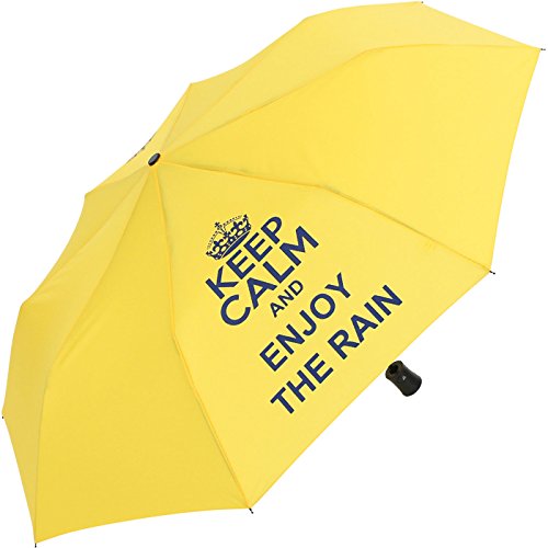 Mini Taschenschirm stabil Auf-Automatik - Bedruckt Keep Calm - gelb Cover
