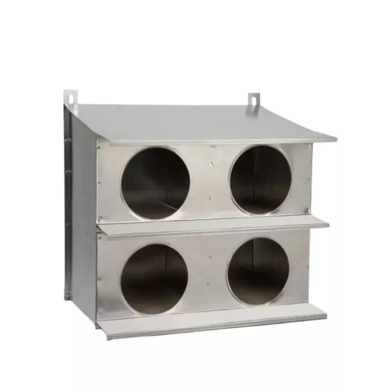Gabbia per Colombi a 4 Fori, 50x36x49 cm | Acciaio Zincato, Fondo in Legno, Adatta a Piccioni e Volatili, Nido o Colombaia
