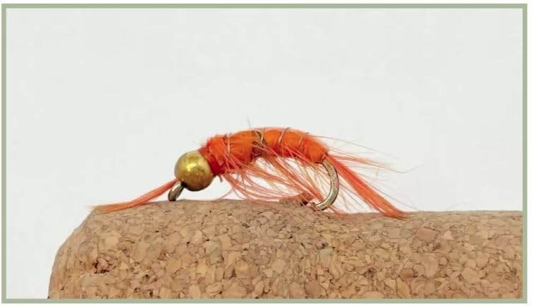 Shrimp Trout Flies, Barbless Orange shrimp, Fishing Flies Salmon or trout, Choice of size and quantity (6, Mixed)