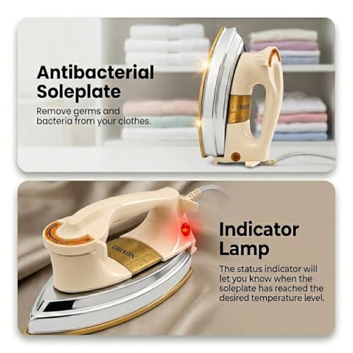 Image of 1.5KG Heavy Weight Dry Iron 1000W with 1 Year Replacement Warranty | Electric Iron Press for Clothes | Adjustable Temperature, Shockproof Heavy-Duty Body, Nonstick Soleplate | Made in India