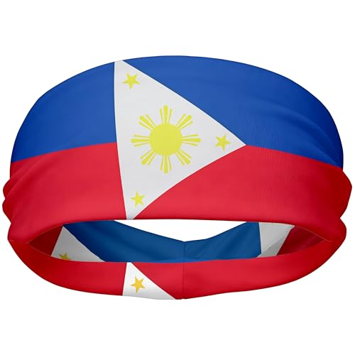 Philippines Flag Headbands for Men Women, Moisture Wicking Sweatband Breathable Sports Headwrap, Non-Slip Stretchy Fitness Hair Band for Running Basketball Yoga Football Cycling