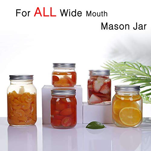 48Pcs Wide Mouth Canning Lids And Rings Mason Jar Lids Reusable Leak Proof Split-Type Silver Lids With Silicone Seals Rings (86Mm) #TOP4