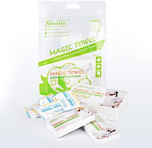 Aimisin Compressed Towels Disposable Soft Durable Towels 100% Cotton for Home Bathroom Travel Camping (3size - 1pack (L-1pc+M-2pcs+S-4pcs))