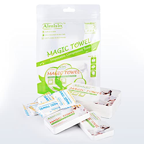 Aimisin Compressed Towels Disposable Soft Durable Towels 100% Cotton For Home Bathroom Travel Camping (3Size - 1Pack (L-1Pc+M-2Pcs+S-4Pcs)) #TOP2