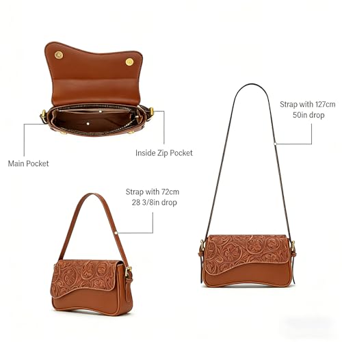 Image of Amszke Shoulder Bag for Women Y2K Crossbody Purse PU Leather Underarm Handbag 2 Adjustable Strap for Daily Commute Travel
