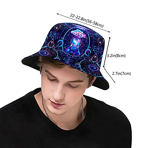 Blublu Blue Mushrooms Women's Cute Print Bucket Hat Summer Travel Fisherman Cap For Girls #TOP2