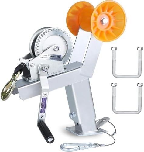 Boat Trailer Winch Post with 1200lbs Winchs, Fit 3" W X 4" H Tongue Stands, Adjustable Boat Trailer Winch Stand with Trailer Roller