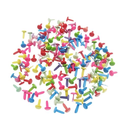 VILLCASE 100pcs Mini Round Brads Two-Legged Paper Fasteners Metal Children's Craft Materials DIY Stamping Tool Random Colors