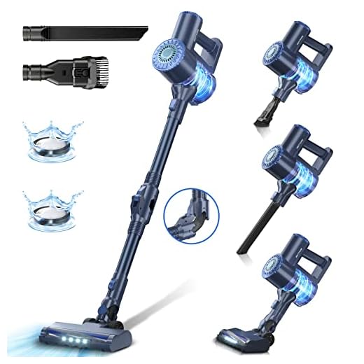 PRETTYCARE Cordless Vacuum Cleaner, Self-Standing, 180° Bendable Wand, 6 in 1 Lightweight Stick Vacuum Powerful Suction, Rechargeable Cordless Vacuum for Hardwood Floor Pet Hair, W400