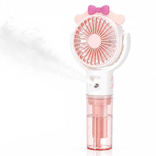 Portable Handheld Fan with Water Mist USB Rechargeable Mini Fans Pink