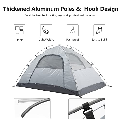 BISINNA Camping Tent 2/3 Person Lightweight Backpacking Waterproof Dome Tent with Vestibule 3 Season Easy Setup for Family,Hiking,Outdoor…