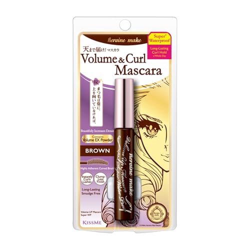 HEROINE MAKE by KISSME Brown Mascara Waterproof with Curvy Brush for Eye Makeup for Women, Mascara...