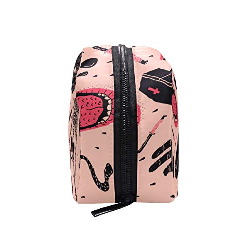 Skull Makeup Bag,Makeup Pouch For Purse,Horror Cosmetic Bags For Women Travel With Zipper Portable #TOP3