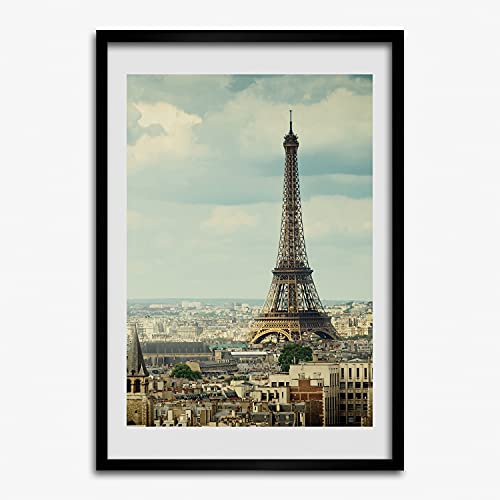 Affiche Cadre en Bois Tour Eiffel 50x70 cm Pour Habiller un Mur Vide