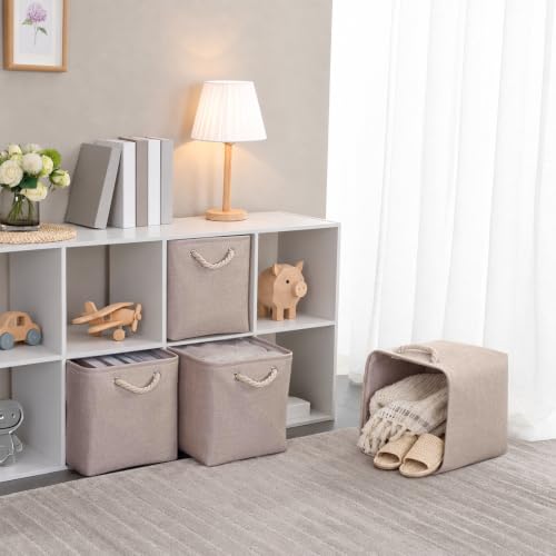 Mangata Aufbewahrungsbox 28x28x28 cm, Aufbewahrungskorb mit Griff, Aufbewahrung Korb Stoff für Regal, Schrank, und Kleidung (Faltbare… – Ansicht 5