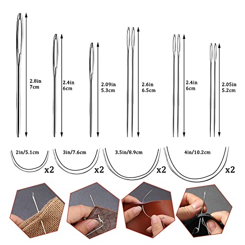 Leather Sewing Kit, Leather Working Tools and Supplies, Leather Sewing Upholstery Repair Kit with Large-Eye Stitching Needles,Upholstery Thread - Thumbnail 7