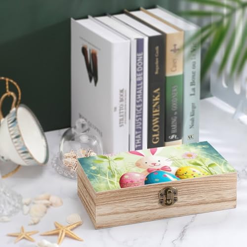 Boîte de rangement en bois Happy Easter pour décorer votre table de Pâques - 5