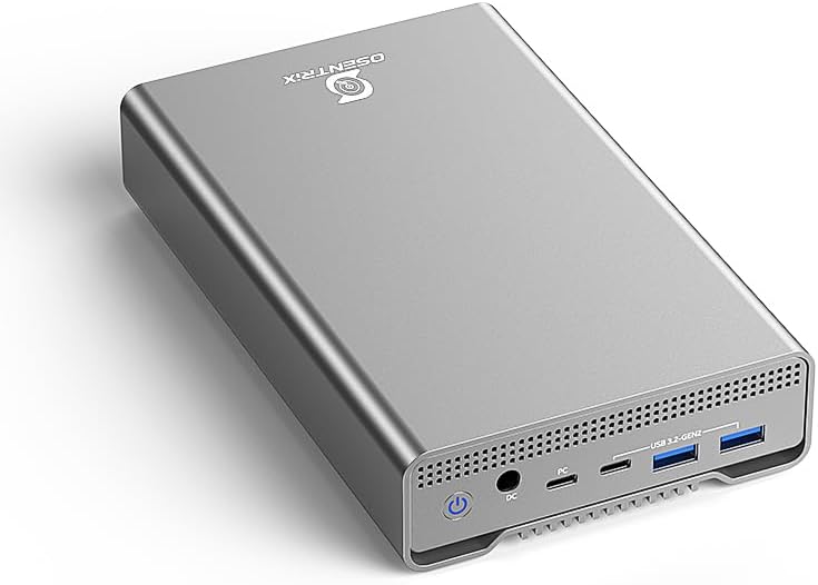 OSENTRiX GX100 USB 3.2 Gen 2 USB-C External Hard Drive Enclosure with USB Hub for Windows or MacOS Desktop PC / Laptop (Driveless)