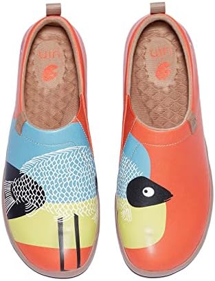 UIN Men's Women's Leather Flat Shoes, Casual Microfiber Loafer Travel Painted Couple Fashion Slip On