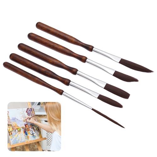 RdjEokf 5Pcs Pinstriping Brush, Striping Brushes, Script LinerBrush, Long Liner Brush, Scroll Sword Paintbrush Set, Professional Art Paintbrushes for Watercolour,Inks,Acrylic & Gouache