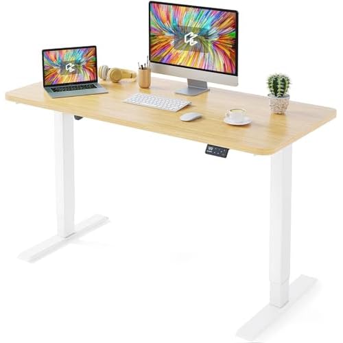 MAIDeSITe Höhenverstellbarer Schreibtisch120 x 60cm-Schreibtisch Höhenverstellbar Elektrisch Sitz & Stehpult -Schreibtisch Höhenverstellbar mit Tischplatte(S1 Pro) 120 x 60 cm Weiß Gestell +