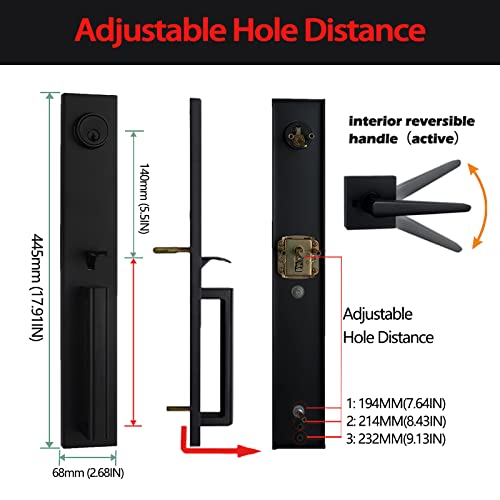 Tmc Iron Black Front Double Door Handleset (Keyed Handleset) #TOP1