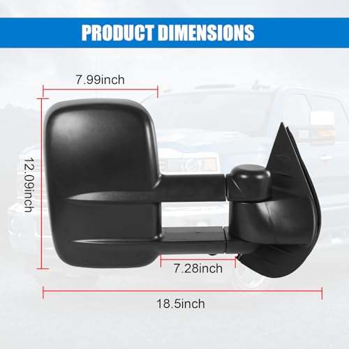 A Pair Tow Mirrors Compatible with Silverado Suburban Sierra 2007-2013 by JDMSPEED - Used condition - Image 6