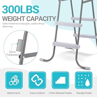 Outvita Metal Frame Above Ground Swimming Pool Entry, 2 Step Exit Ladder for 33" High Wall Pools, 300 Pound Capacity