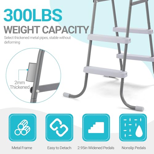 Outvita Metal Frame Above Ground Swimming Pool Entry, 2 Step Exit Ladder for 33\" High Wall Pools, 300 Pound Capacity