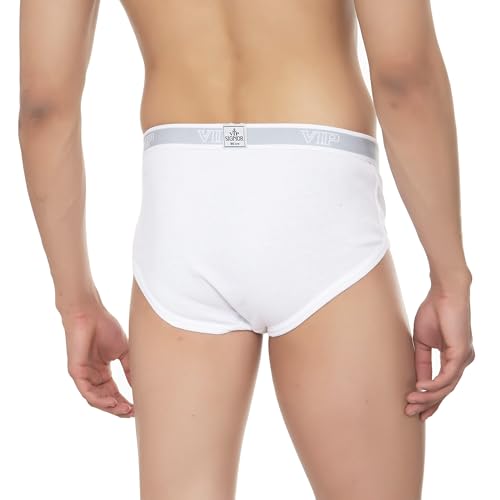 Image of VIP Men's Premium Cotton Brief | Durable Elasticized Waistband, Ultra Soft | Regular Fit | Stretchable & Breathable Underwear | Moisture Wicking Inner | All-Day Comfort Fit | Pack of 5