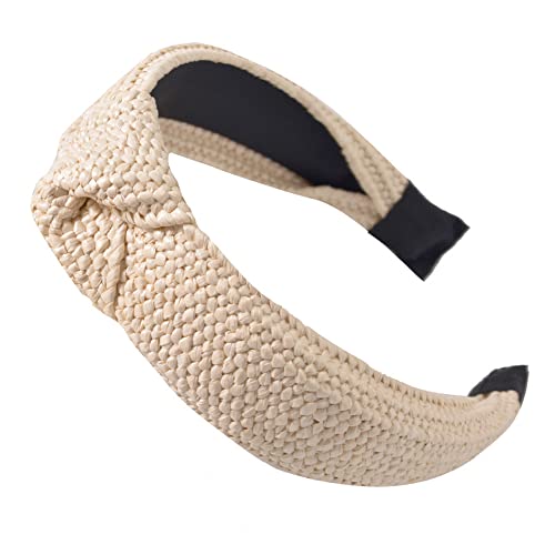 Lvyeer 3 Pack Straw Headbands Fashion Rattan Wide Head Band Boho Headband Summer Bohemian Woven Headwear Hair Head Bands Hair Band For Woman Girl Hair Accessories (3 Pack-Knotted) #TOP5