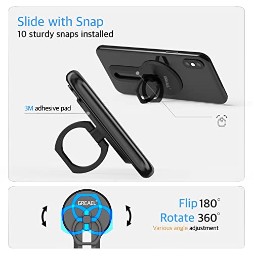 [Limited Quantity] Phone Ring Holder Stand, Wireless Charging Compatible, Us Patented Slim Slide Finger Ring Kickstand. Slide, Flip And Rotate 360° With Sturdy Snap. Stand Horizontally And Vertically #TOP1