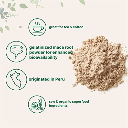 Pó de maca orgânico puro, 450 g, gelatinizado para melhor absorção, rico em antioxidantes, ajuda pod