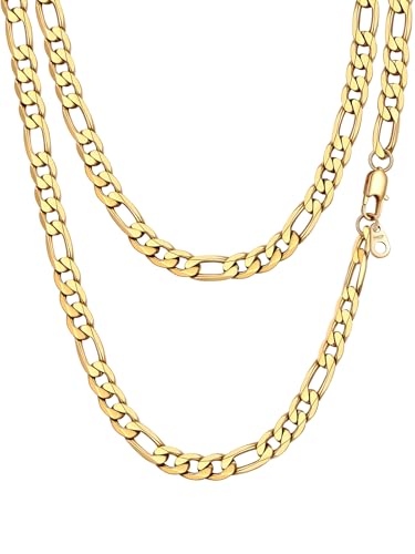 PROSTEEL Stainless Steel Figaro Link Chain Necklace for Men Women