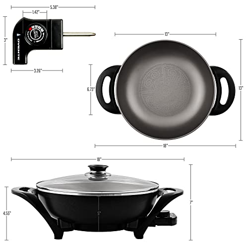 OVENTE Electric Wok with Nonstick Coating, 13 Inch Family-Sized Skillet, 1400W Power, Adjustable Temperature, Tempered Glass Lid, Cool Touch Handles and Easy to Clean Frying Surface, Black SK3113B by OVENTE - Image 6
