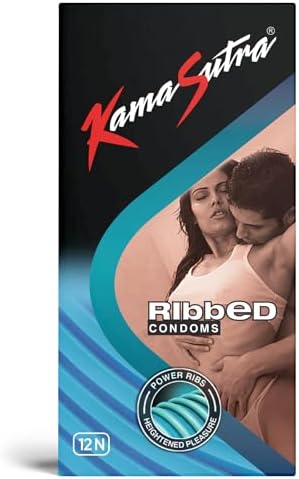 Kamasutra Ribbed Condoms For Men, 12 Count