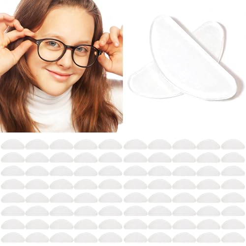40 Pairs Eye Glasses Nose Pads, Clear Silicone Nose Pads for Glasses Stick on，Stop Glasses Slipping Down Nose，Anti Slip Glasses Nose Pad for Eyeglasses, Sunglasses (Clear)