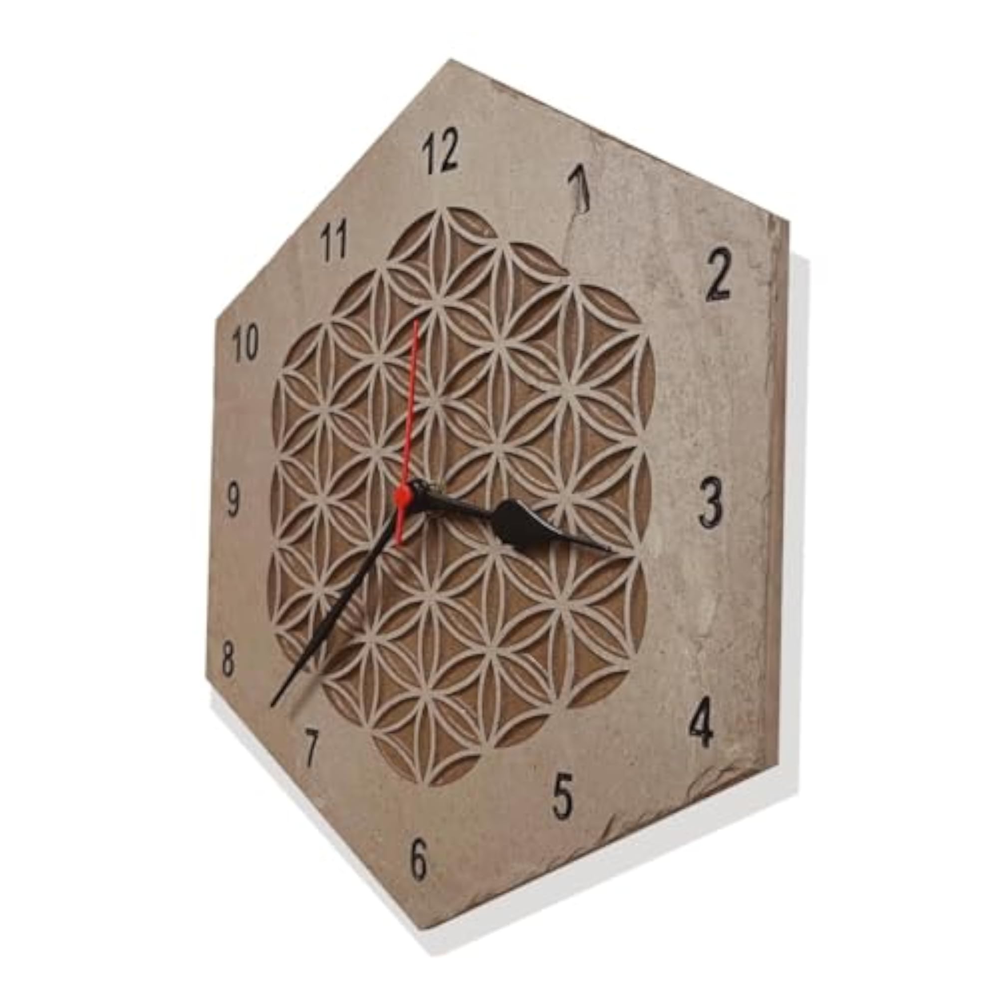 Natural Slate Stone Engraved Wall Clock, Pink