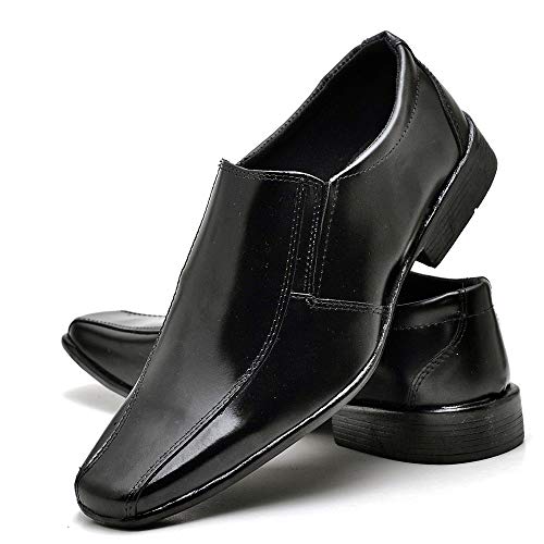 Kit Sapato Social Com Relógio Cinto Carteira Verniz Masculino Top Flex R800DB Tamanho:42;cor:Preto;g