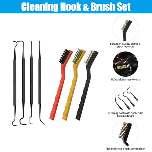 Vergaserreiniger Set, Vergaser Kohlenstoff Schmutzentferner, Vergaserreiniger Motorrad, Vergaser Reiniger, 13 Reinigungsset + 10 Reinigungsnadeln + 5 Nylon-Bürsten +1 Scharfer Dorn (4+3 Hakenbürste)
