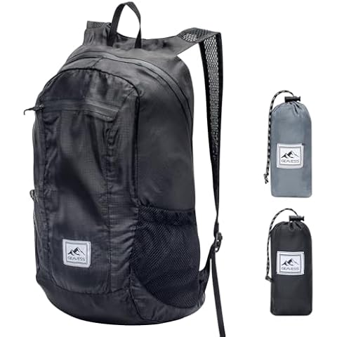 GEAVESS 24L Hiking Travel Backpack, Resistant Lightweight Packable Small Daypack, Waterproof Foldable Backpack for Men Women (Black) Cover